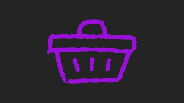 &Iacute;cone de cesta vazia de supermercado estilo 2D animada