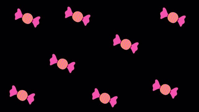 Animated Colorful Candy Pattern Seamless Sweet Confectionery Motion Loop on Alpha Channel