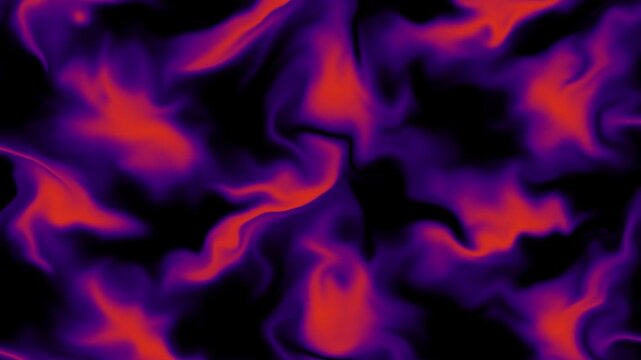 Swirling orange and purple smoke clouds mixing in a dark space creating a dense energetic marble effect with organic movement and high contrast