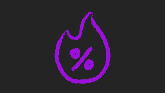 &iacute;cone fogo com desconto animado estilo 2D