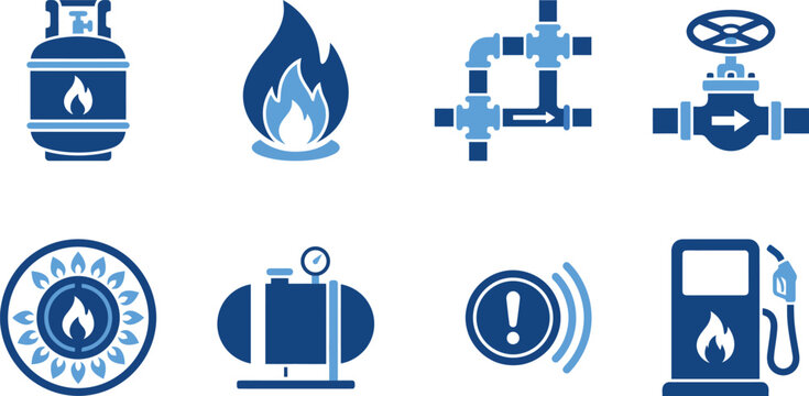 Gas and fuel industry icons a collection of energy related symbols
