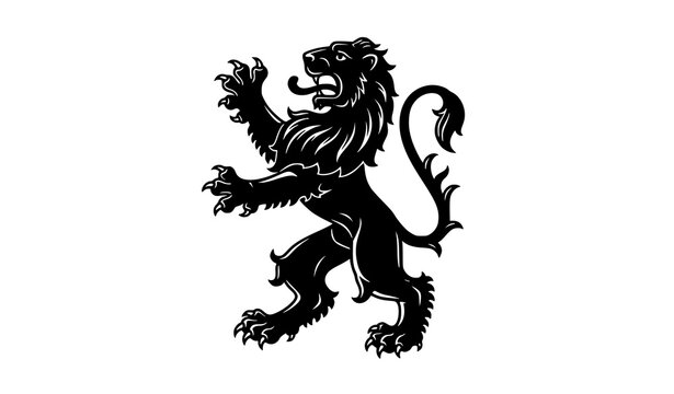 Le&oacute;n rampante her&aacute;ldico vector s&iacute;mbolo cl&aacute;sico