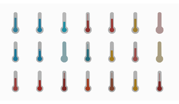 Term&oacute;metro iconos vector l&iacute;nea salud clima set