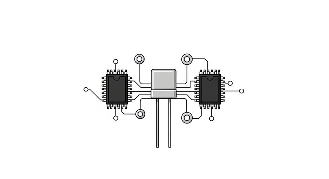 Electronic circuit board components.