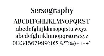Fototapeta premium Elegant Serif Font Alphabet with Numbers and Symbols