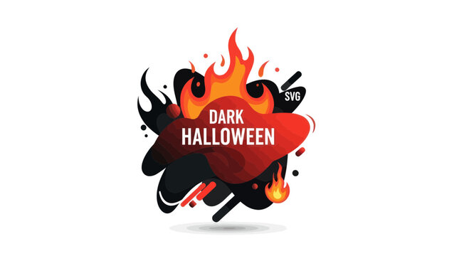 Dark Halloween Abstract Design with Fire and Flames