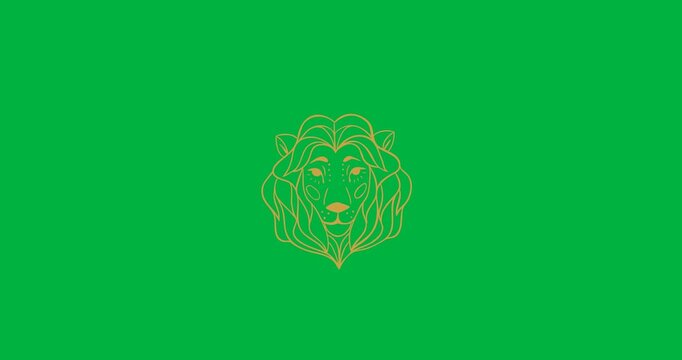 Digital animation of yellow leo astronomical sign against black background
