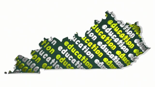 Kentucky KY Education School Board District State Map Student Learning 3d Animation