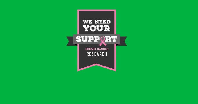 We need your support breast cancer research text banner against black background