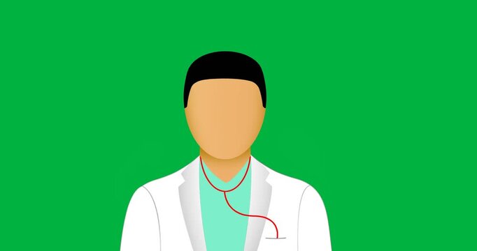 Digital animation of male doctor wearing stethoscope icon against black background