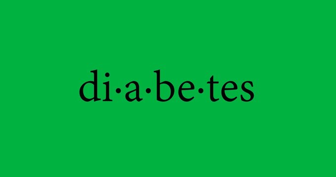 Digital animation of diabetes text banner against white background