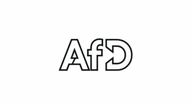 Black and white outline graphic of the letters "AfD" on a white background