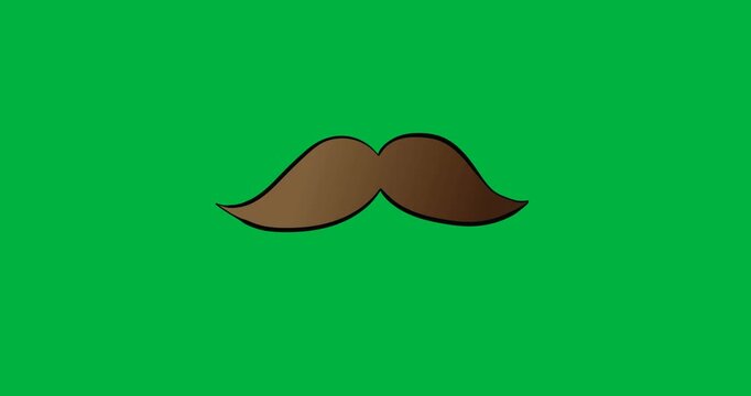 Digital animation of moustache icon against black background