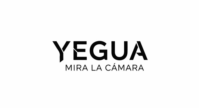Bold black text "YEGUAYEGUA" above "MIRA LA C&Aacute;MARA" on white