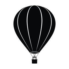 Fototapeta premium A striking black hot air balloon graphic against a light gray background silhouette