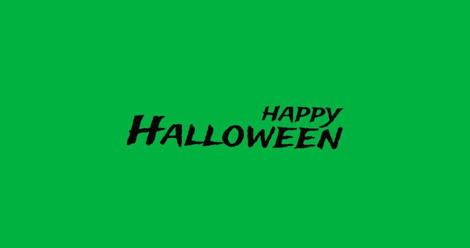 Digital Halloween illustration with animated text on a white background.