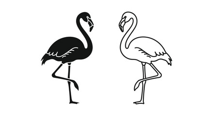 Obraz premium Elegant Black and White Flamingo Illustrations - Unique Bird Art Vector