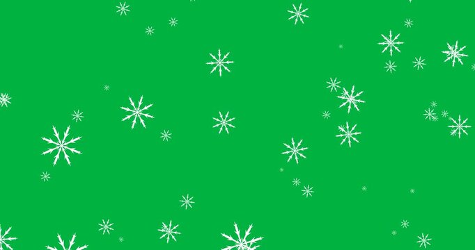 Digital animation of multiple snowflakes icons falling against black background