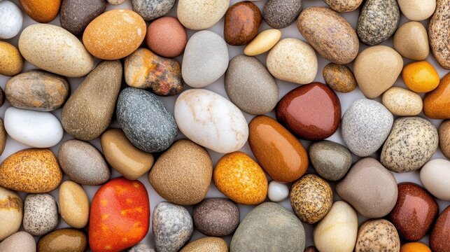 Abstract Pattern of Smooth Multicolored Pebbles Arranged v2