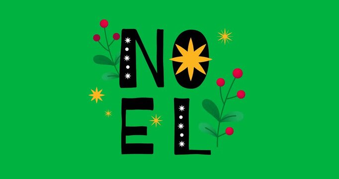 Digital animation of noel text banner against white background