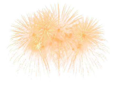 Vibrant golden fireworks exploding isolated on transparent background celebrating festive occasions