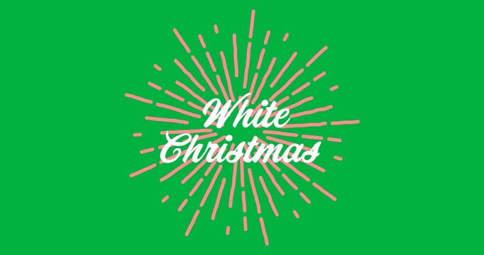 Digital animation of white christmas text banner against black background