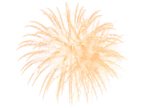 Vibrant orange firework exploding in the air isolated on transparent background