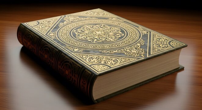Happy muharram intricate islamic book with colorful background for the muslim festival