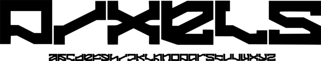 Futuristic Sci-Fi Font Alphabet – Angular Tech Logo Typeface with Cyberpunk Letterforms for Gaming Branding, Esports Identity, Digital Interface Design, and Modern Technology Typography Projects © Teguhprabowo