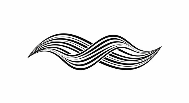 Black and white flowing ribbon design with multiple parallel stripes