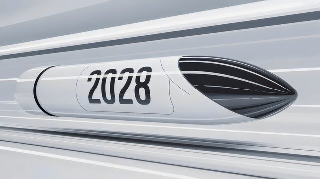 Futuristic high-speed transit capsule in tube &ndash; Great for engineering breakthroughs or travel technology.