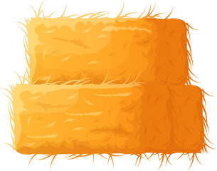 Stacked hay bales from an agricultural harvest on a white background © WinWin