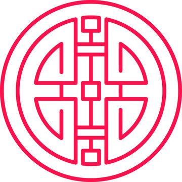 Traditional red Chinese double happiness symbol representing good fortune and marriage