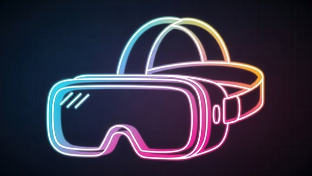 Striking neon glow virtual reality headset illustrating immersive digital exploration and future
