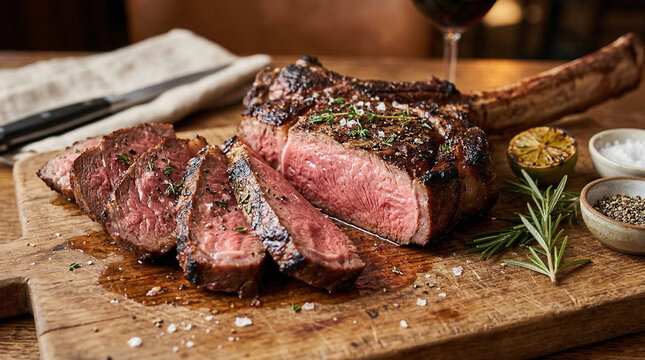 sliced tomahawk steak