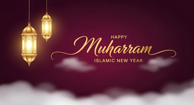 Happy muharram a colorful islamic new year festival background for muslims