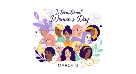 Fototapeta premium Diverse women faces International Womens Day 1.