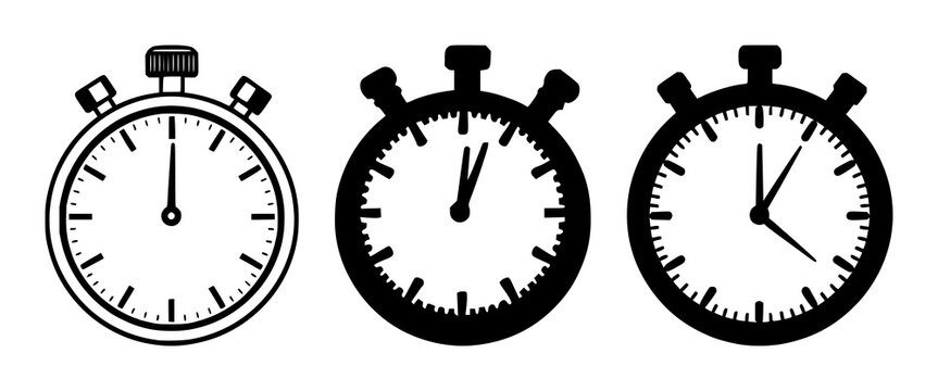 Express Delivery Stopwatch set with solid black icon on white background featuring stopwatch, time, speed with delivery and express