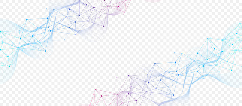 Global network connection website header or banner design. Abstract background with connecting dots and lines. Global business. Social network communication. Internet technology. Vector illustration