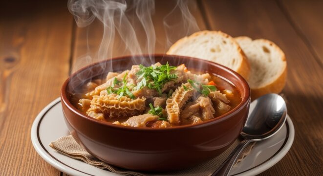 Hearty Bowl of Steaming Tripe Food 447 Gigapixel