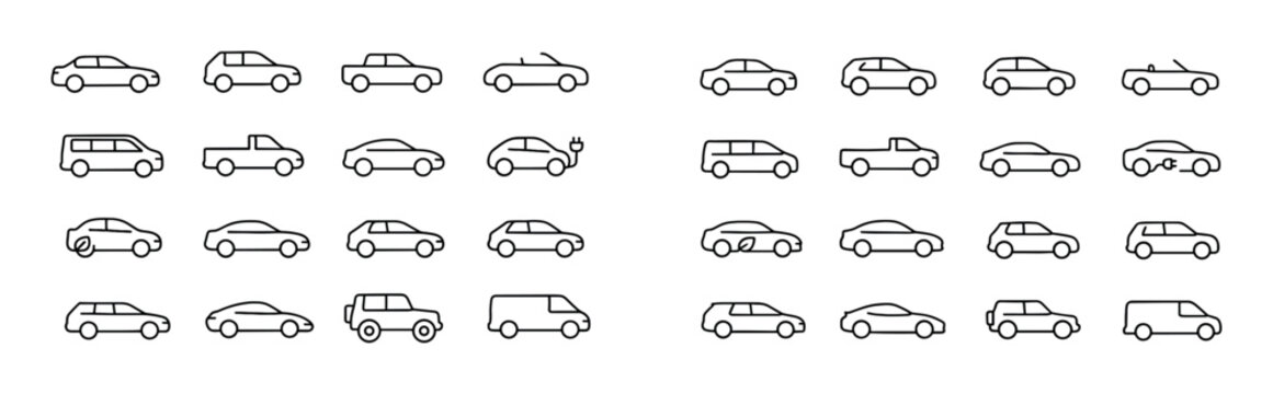 Car icons displaying multiple vehicle silhouettes in rows