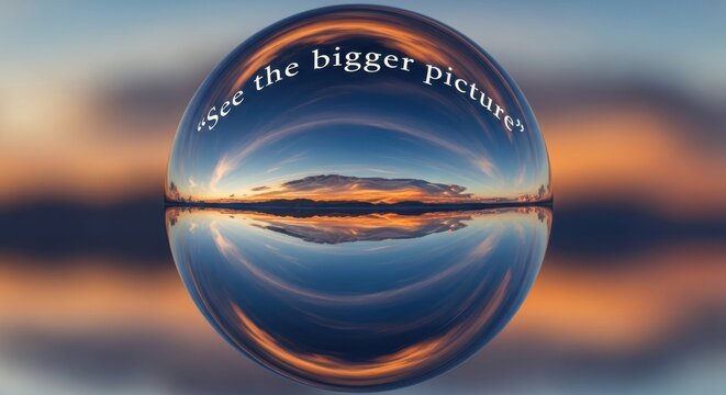 Gleaming Metallic Sphere Reflection of Sunset Sky v2 6x