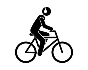 Obraz premium Person Riding Bicycle with Headphones – Listening Music While Cycling Stickman Silhouette Vector.