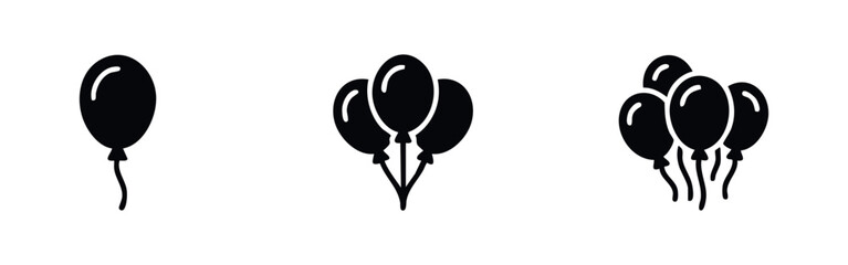 Three black silhouette icons of balloons in varying quantities. © Prokopchuk