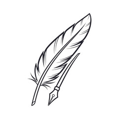 Obraz premium Quill Pen Illustration with Feather Detail.