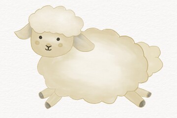 Obraz premium Cute Sheep Watercolor Clipart Hand Drawn Farm Animal Illustration On White Paper. Eid Al Adha Animal Qurban