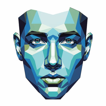 Geometric Human Face Abstract Digital Art Portrait.