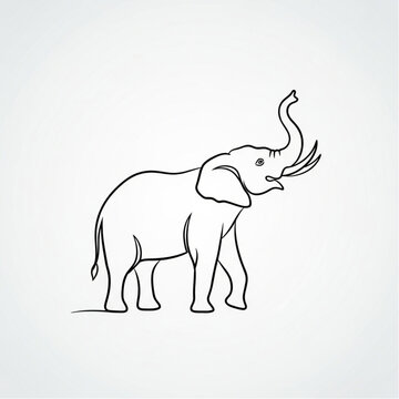 Simple Line Drawing of an Elephant.