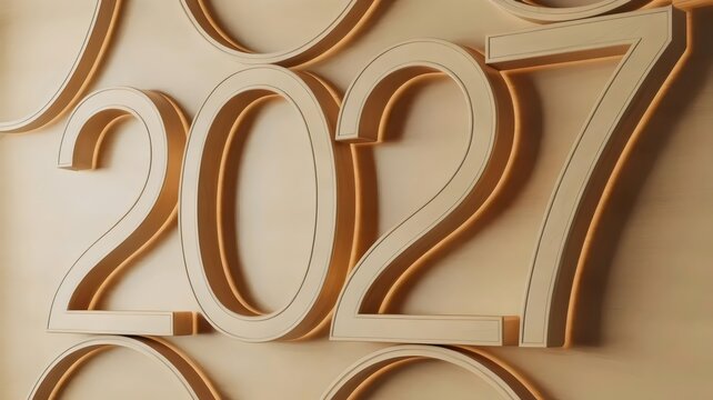 Light wood 2027 sign with LED backlighting &ndash; Great for professional interior design or future events.