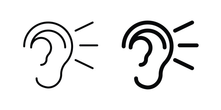 Listening icon Flat and linear stroke vector design isolated illustration.